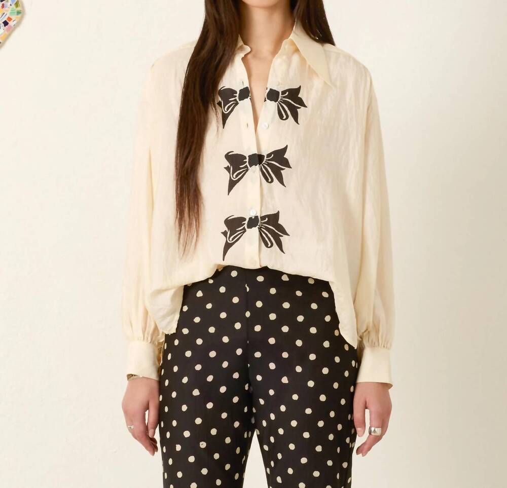 NEW ALIX OF BOHEMIA emery tie silk shirt in off-white